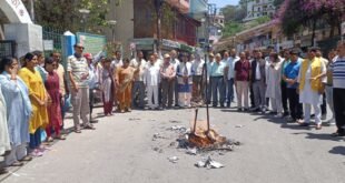 पहलगाम आतंकी हमले के विरोध में कांग्रेस का प्रदर्शन, पाकिस्तान व आतंकवाद का पुतला फूंका