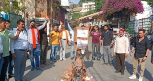 पहलगाम आतंकी हमला:: विश्व हिंदू परिषद ने पाकिस्तान और आतंकवाद का पुतला फूंक किया प्रदर्शन